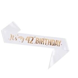 White and Gold Birthday Sash